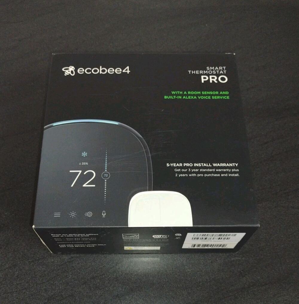 Ecobee 4 Smart Thermostat Black EB-STATE4-01 With Room Sensor And Built-in Alexa